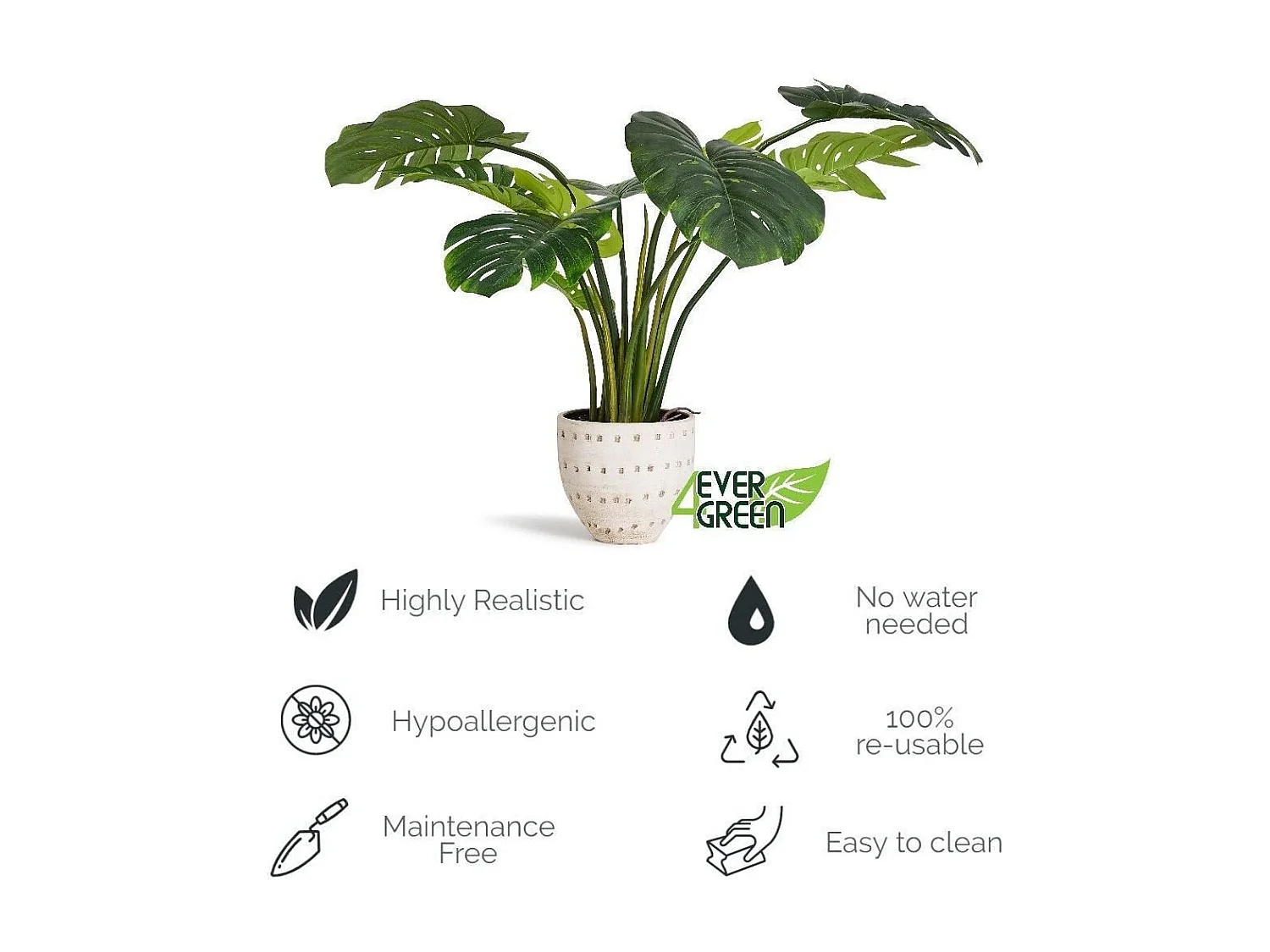 Plante artificielle avec pot - Monstera - H. 110 cm
