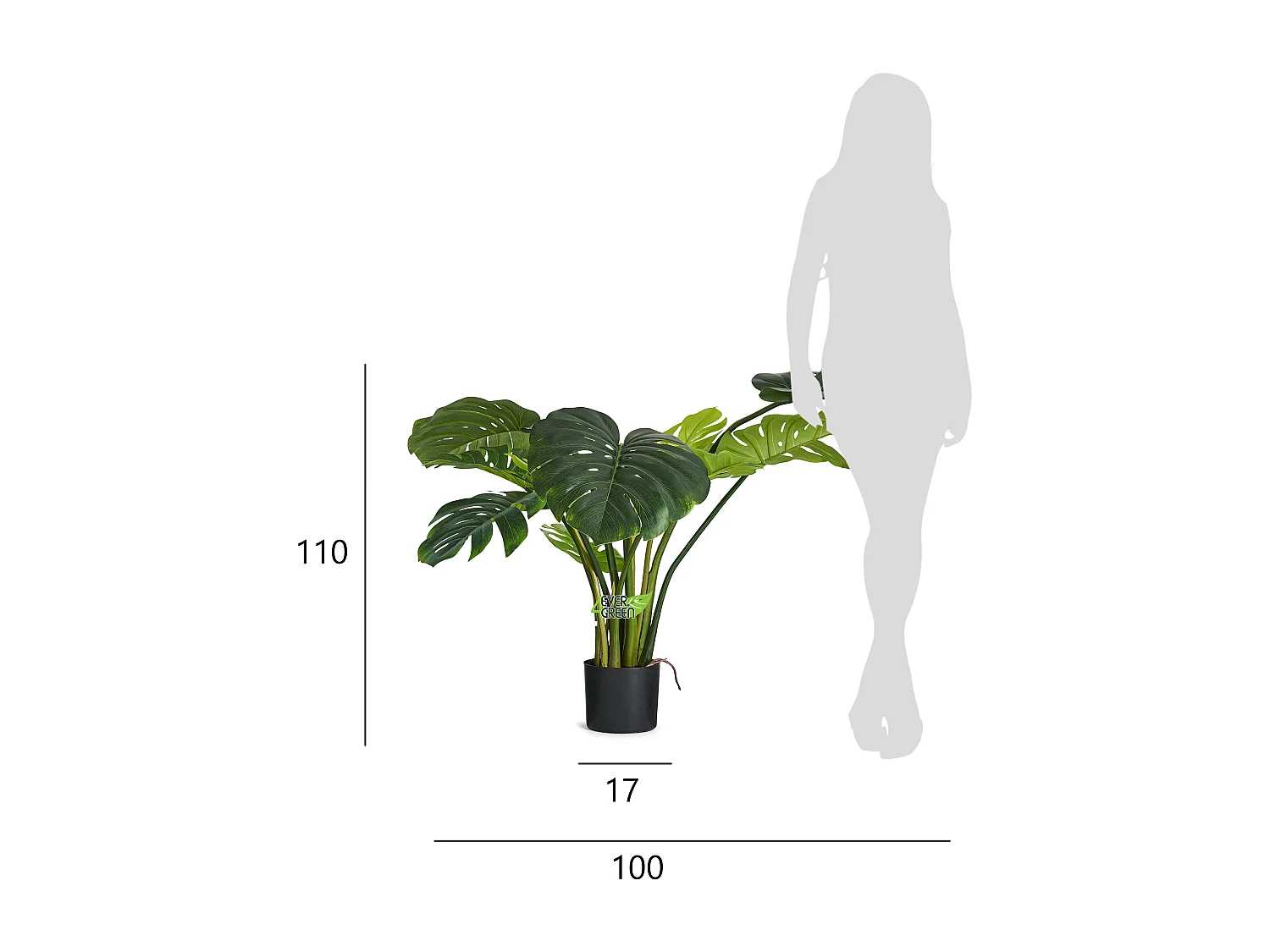 Plante artificielle avec pot - Monstera - H. 110 cm