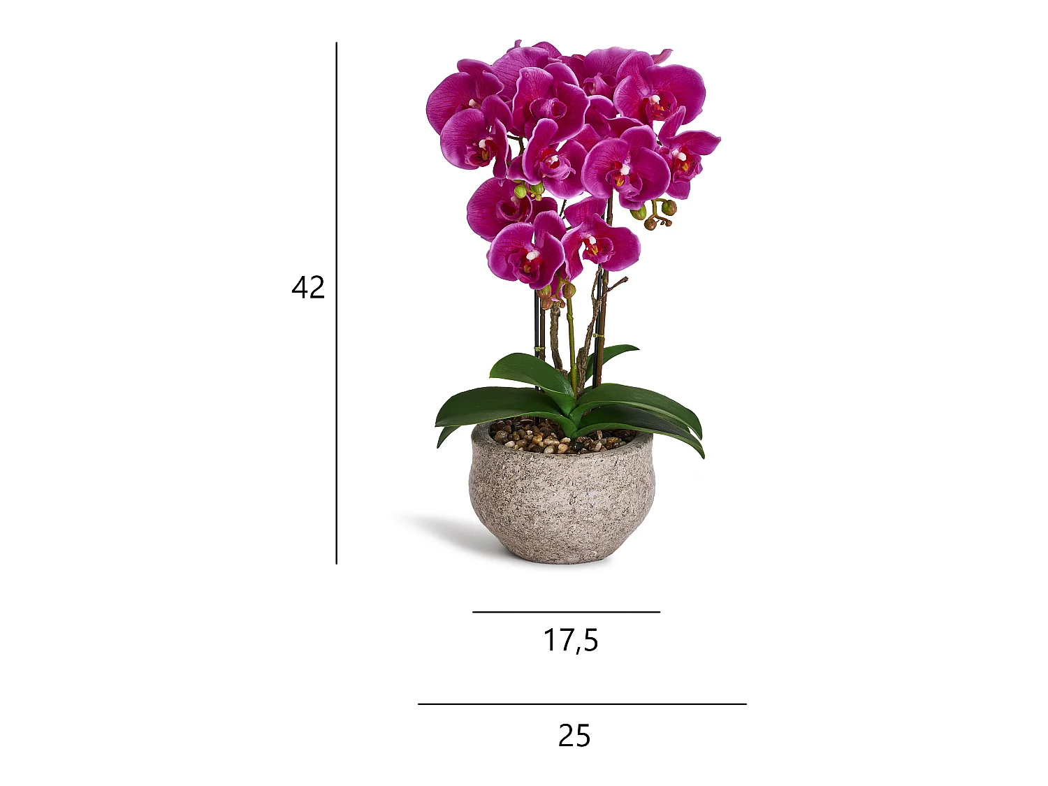 Kunstpflanze mit Topf - H. 42 cm - Orchidee