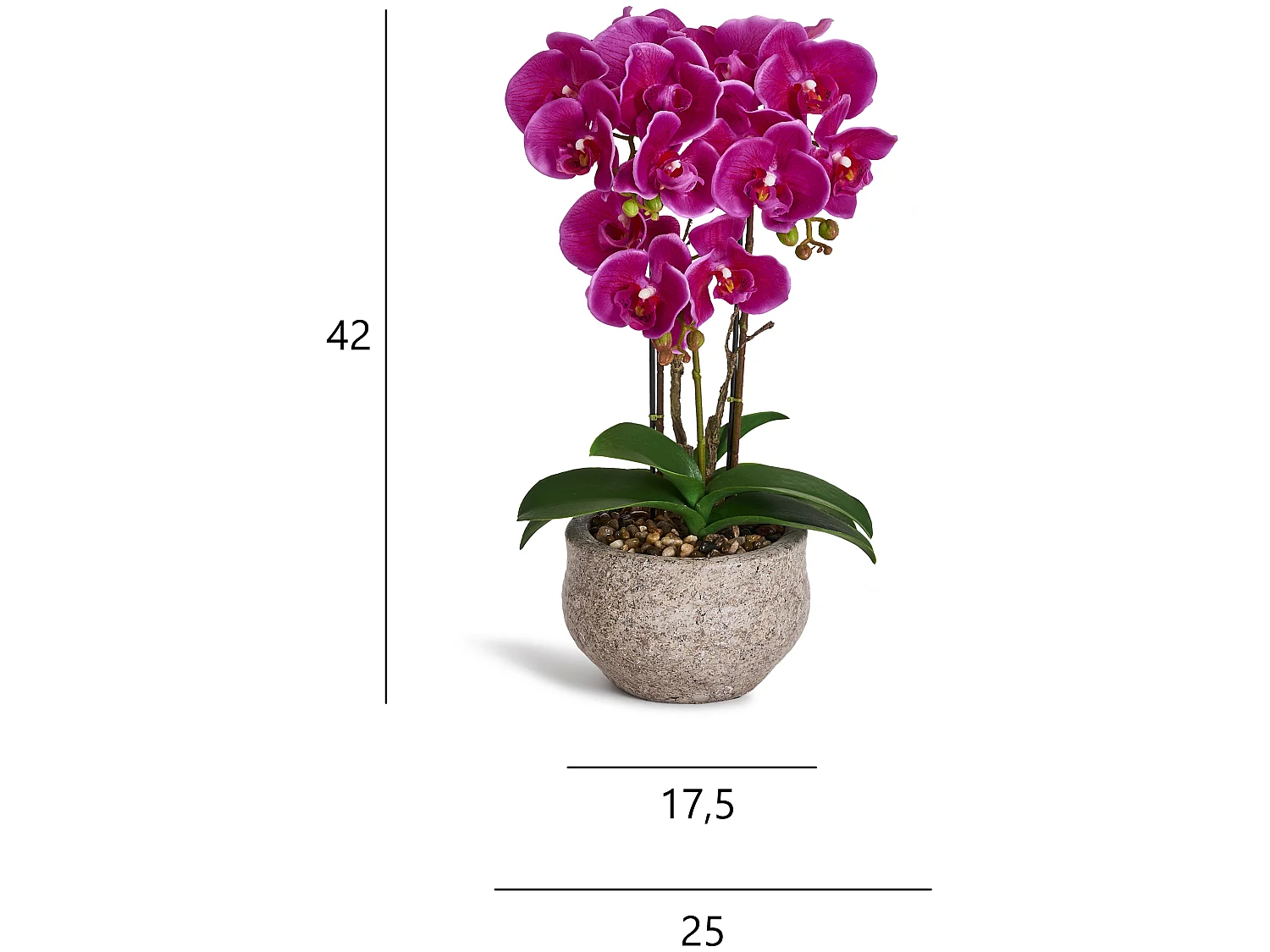 Kunstpflanze mit Topf - H. 42 cm - Orchidee