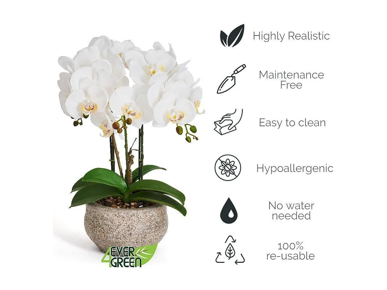 Kunstpflanze mit Topf - H. 42 cm - Orchidee