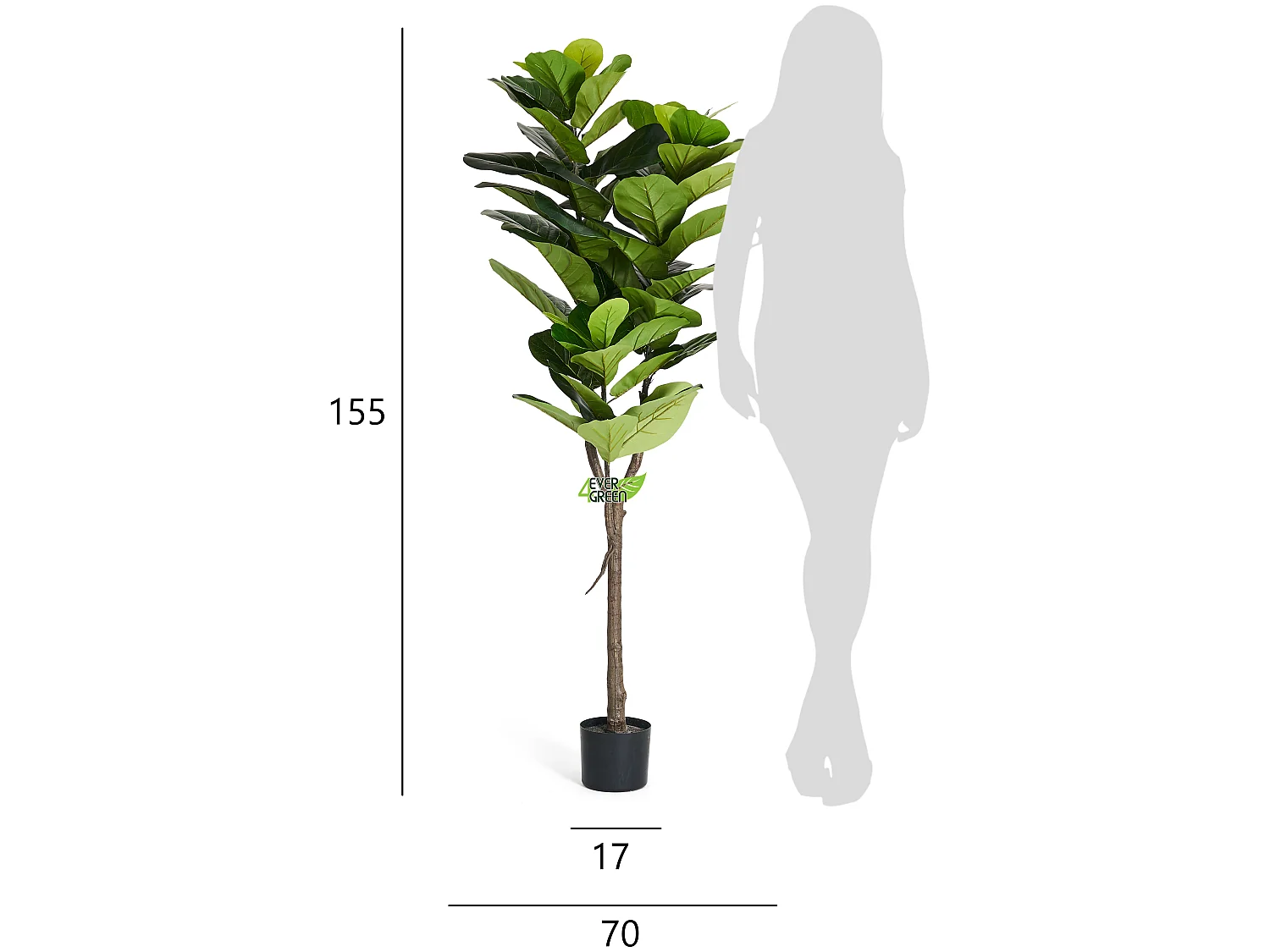 Kunstplant met pot - Vioolblad - H. 150 cm