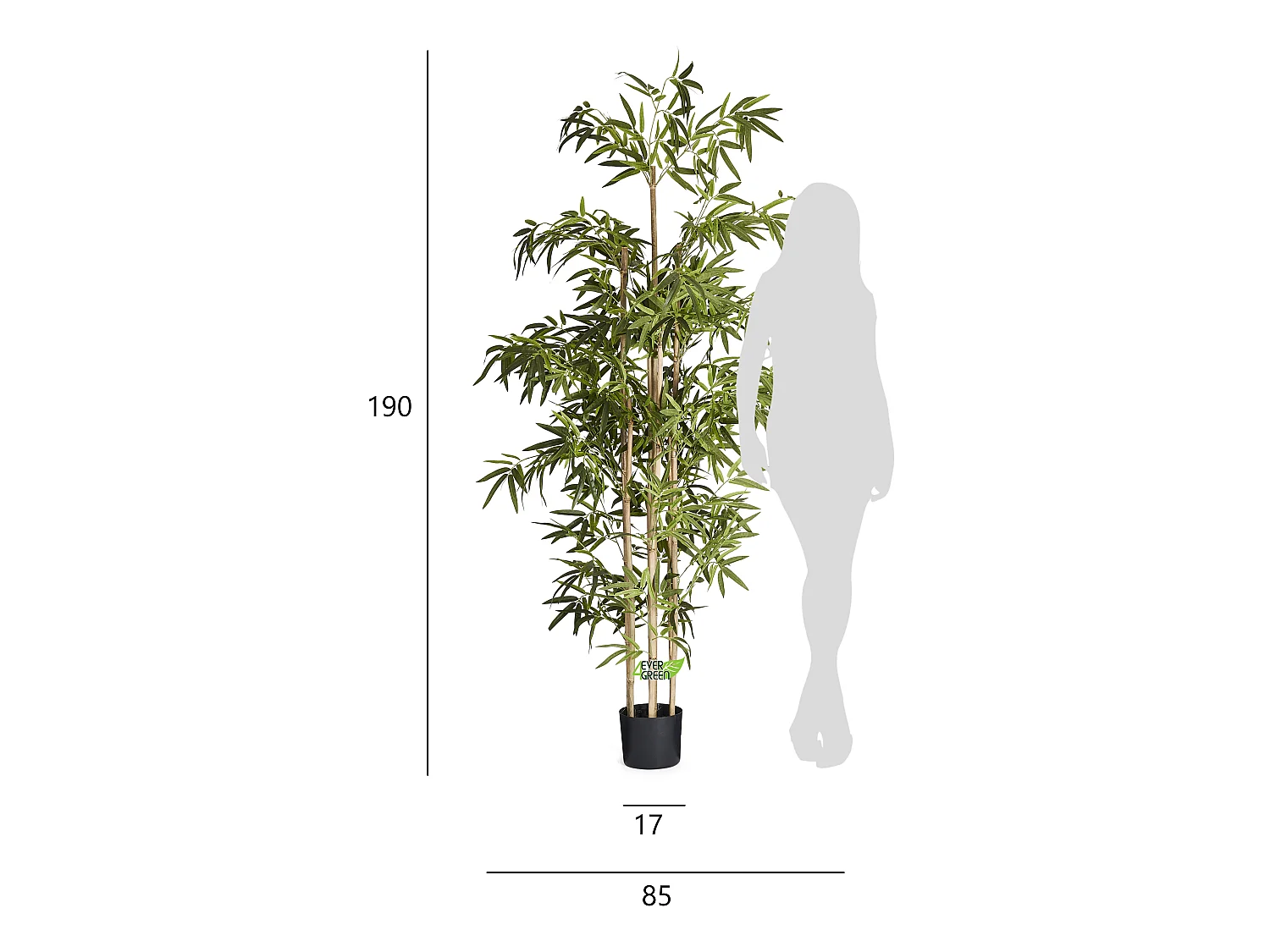 Kunstpflanze mit Topf - H. 190 cm - Bambus