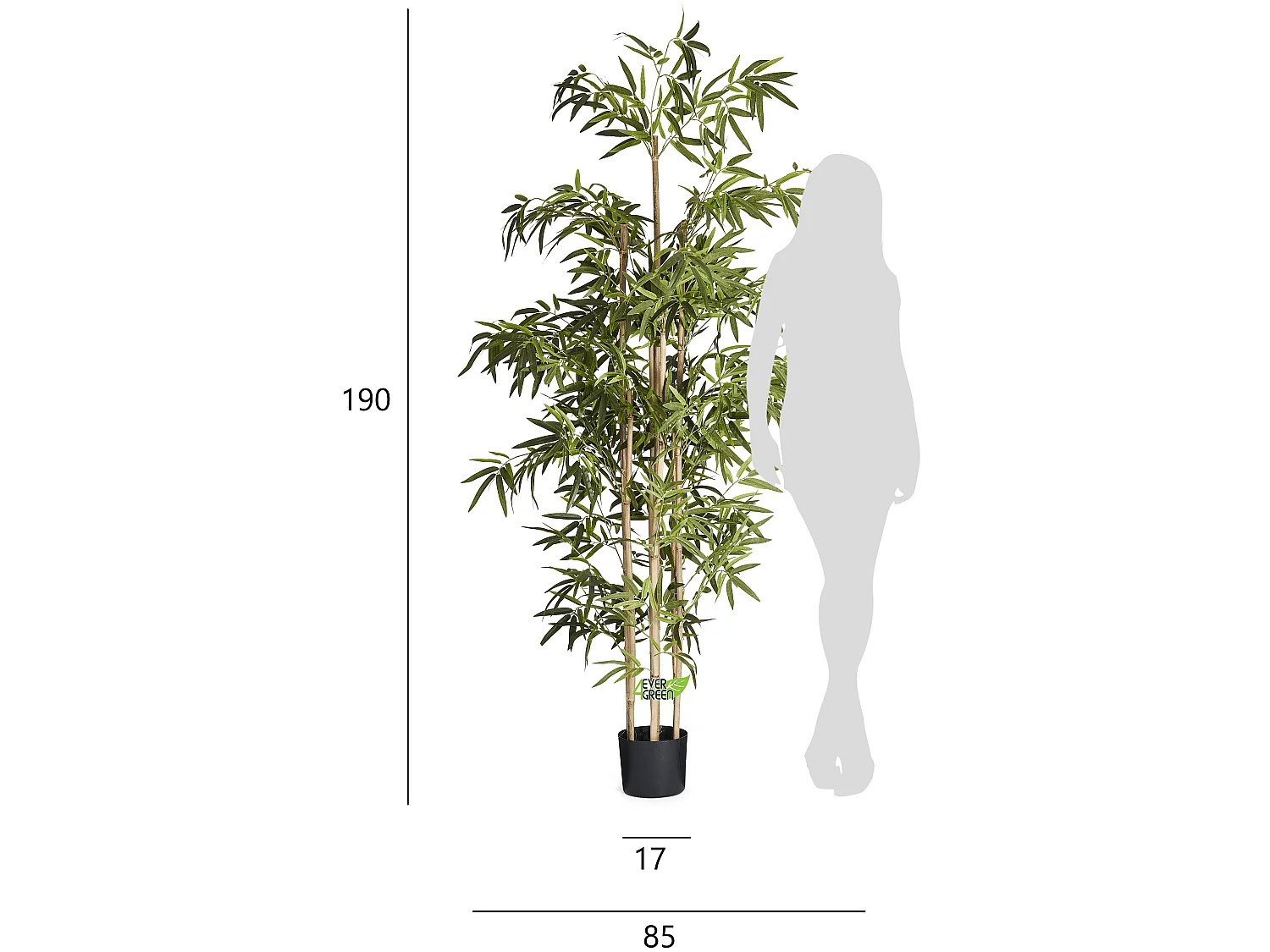 Kunstpflanze mit Topf - H. 190 cm - Bambus