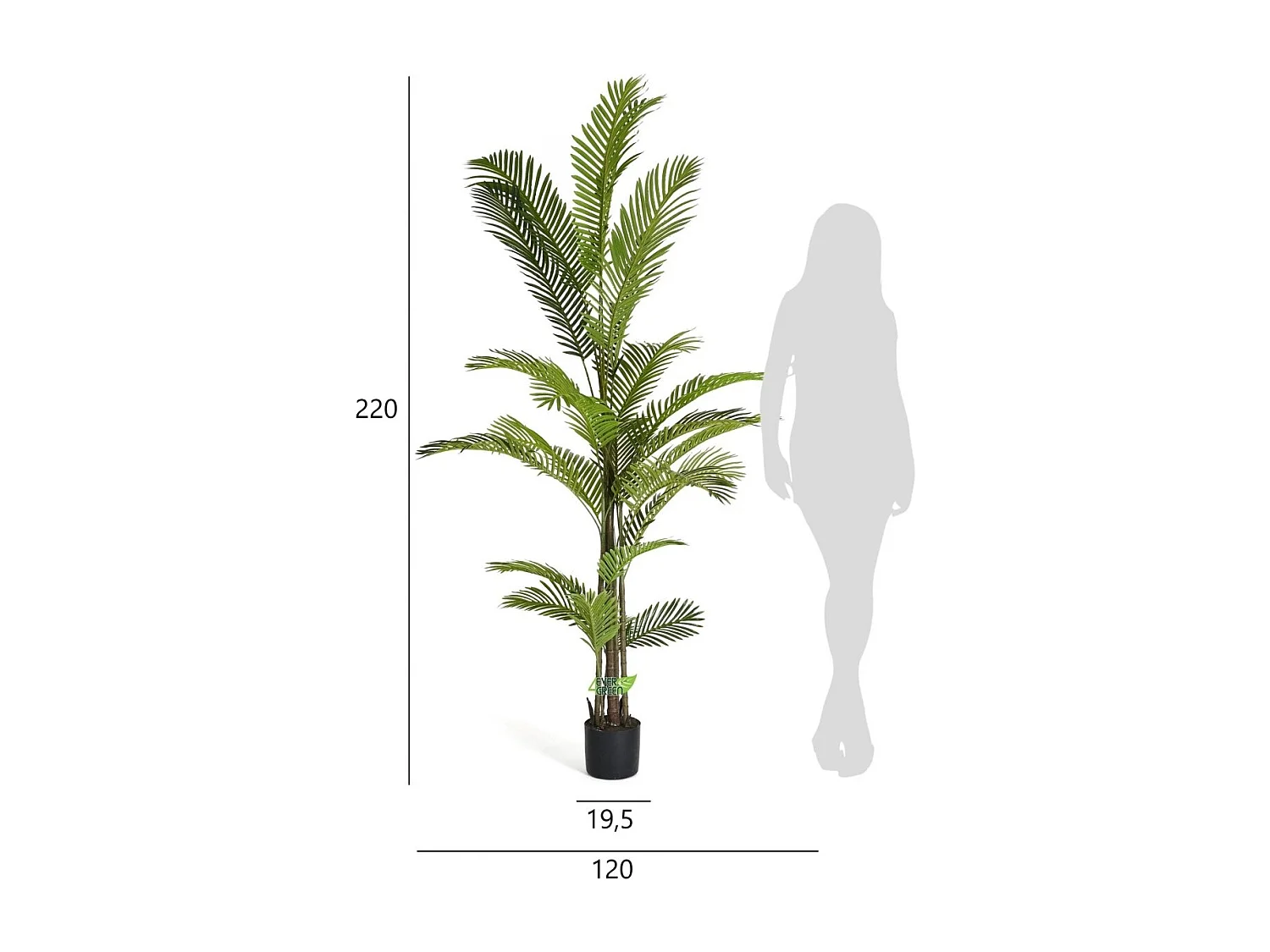 Kunstplant met pot - Palmboom - H. 220 cm
