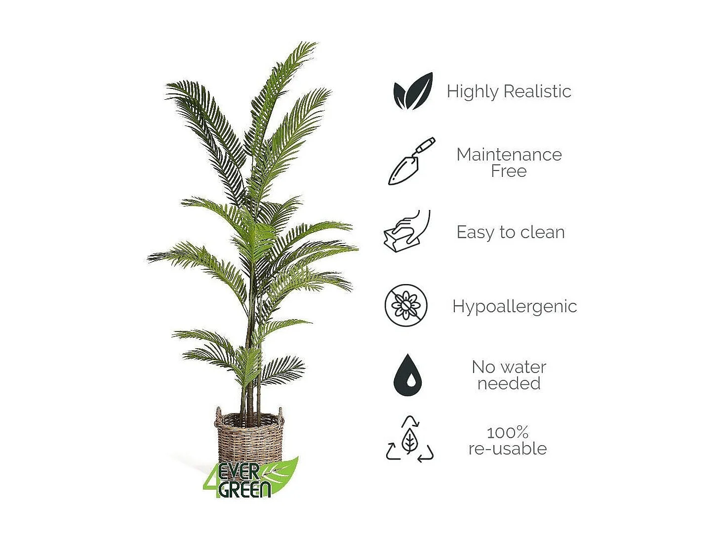 Kunstplant met pot - Palmboom - H. 220 cm