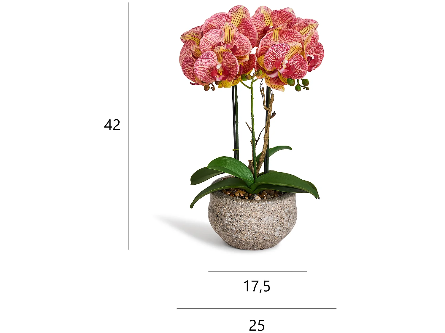 Kunstpflanze mit Topf - H. 42 cm - Orchidee