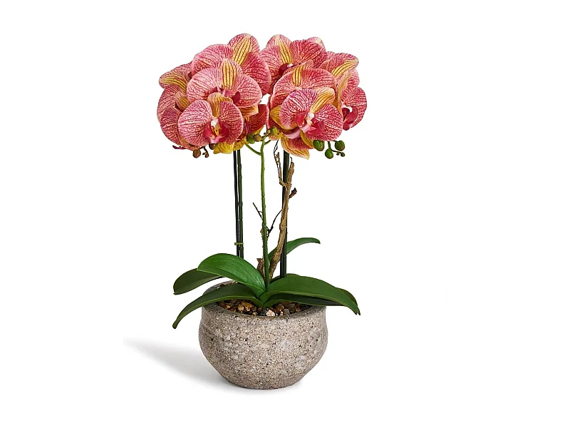 Kunstpflanze mit Topf - H. 42 cm - Orchidee