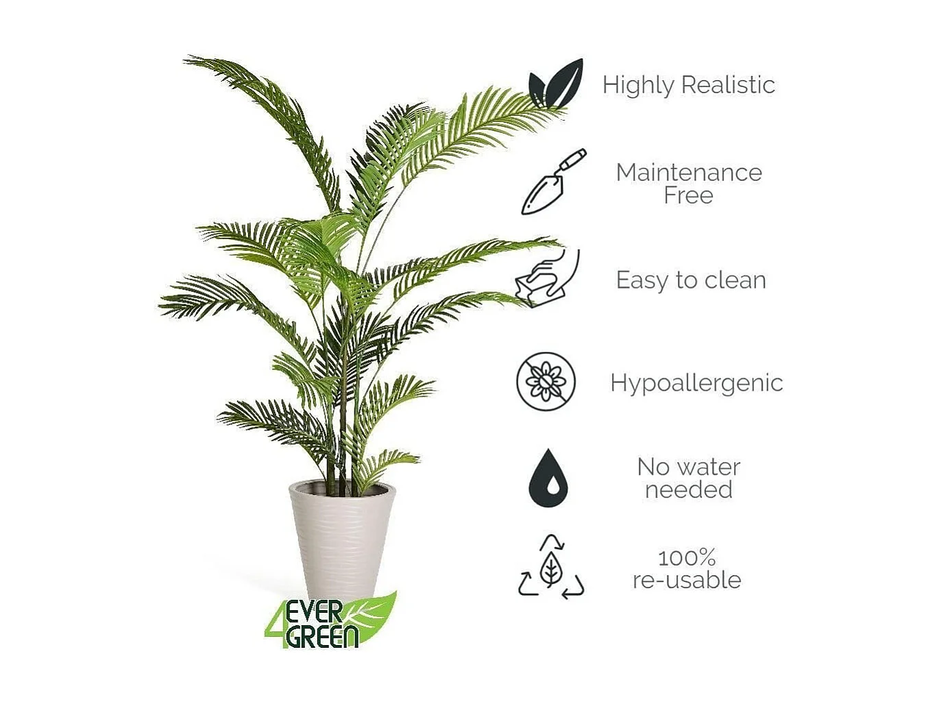 Kunstpflanze mit Topf - H. 150 cm - Palme