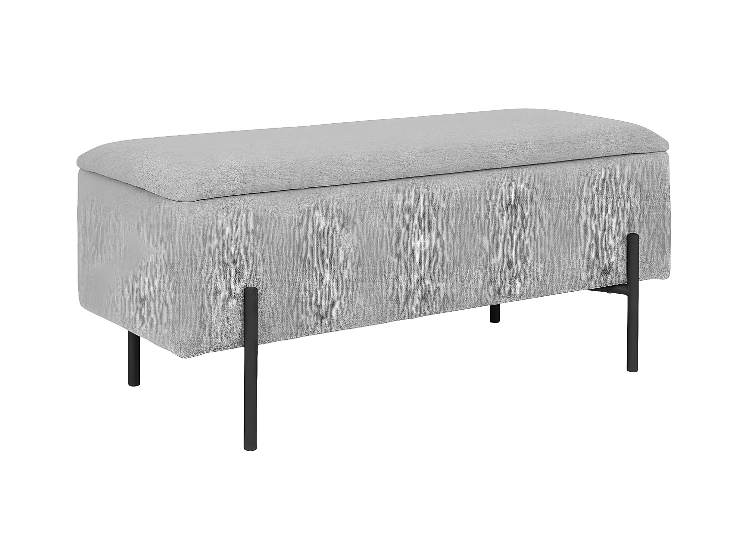 BLAIRE - Banc-Coffre Tissu Gris clair Pieds Métal
