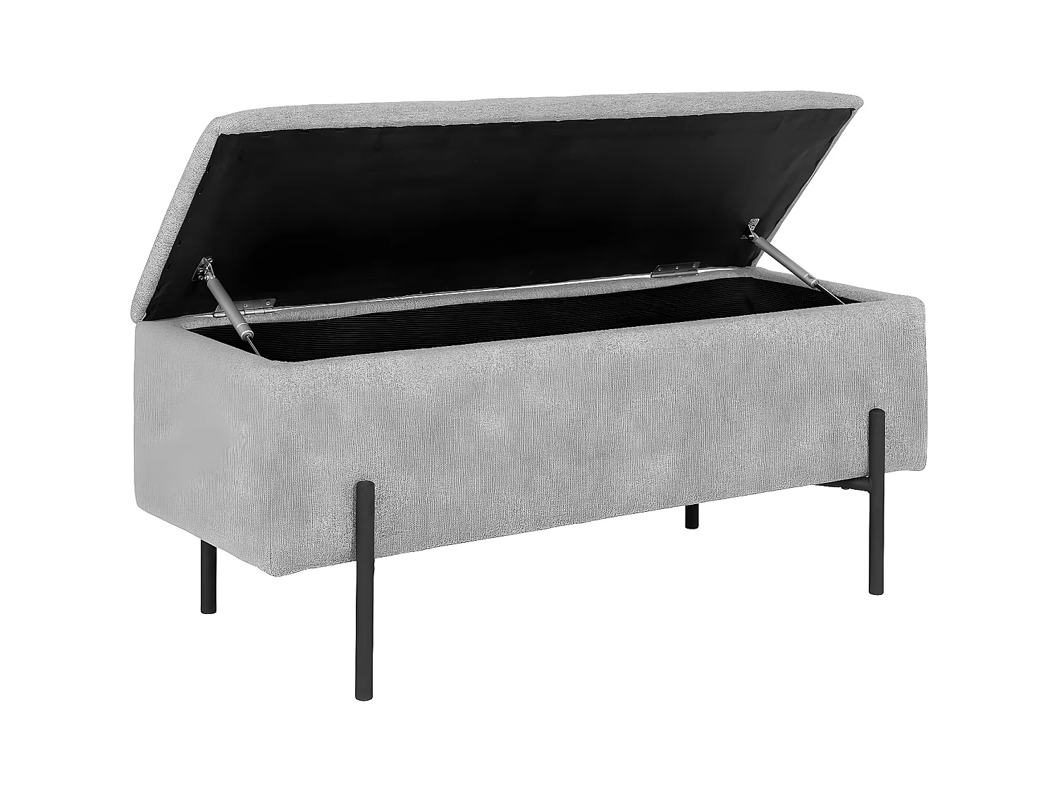 BLAIRE - Banc-Coffre Tissu Gris clair Pieds Métal