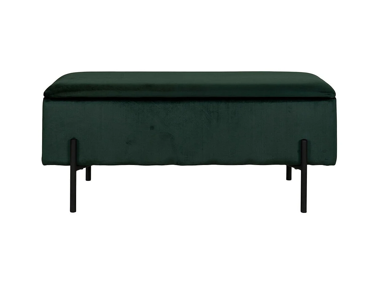 BLAIRE - Banc-Coffre Velours Vert Pieds Métal