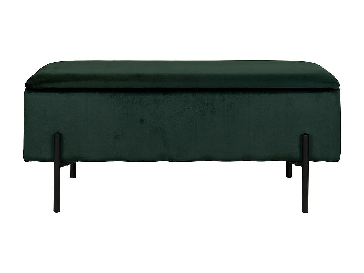 BLAIRE - Banc-Coffre Velours Vert Pieds Métal