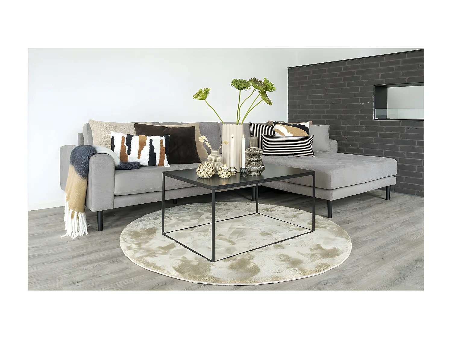 CALINO - Méridienne XL Droite Tissu Gris