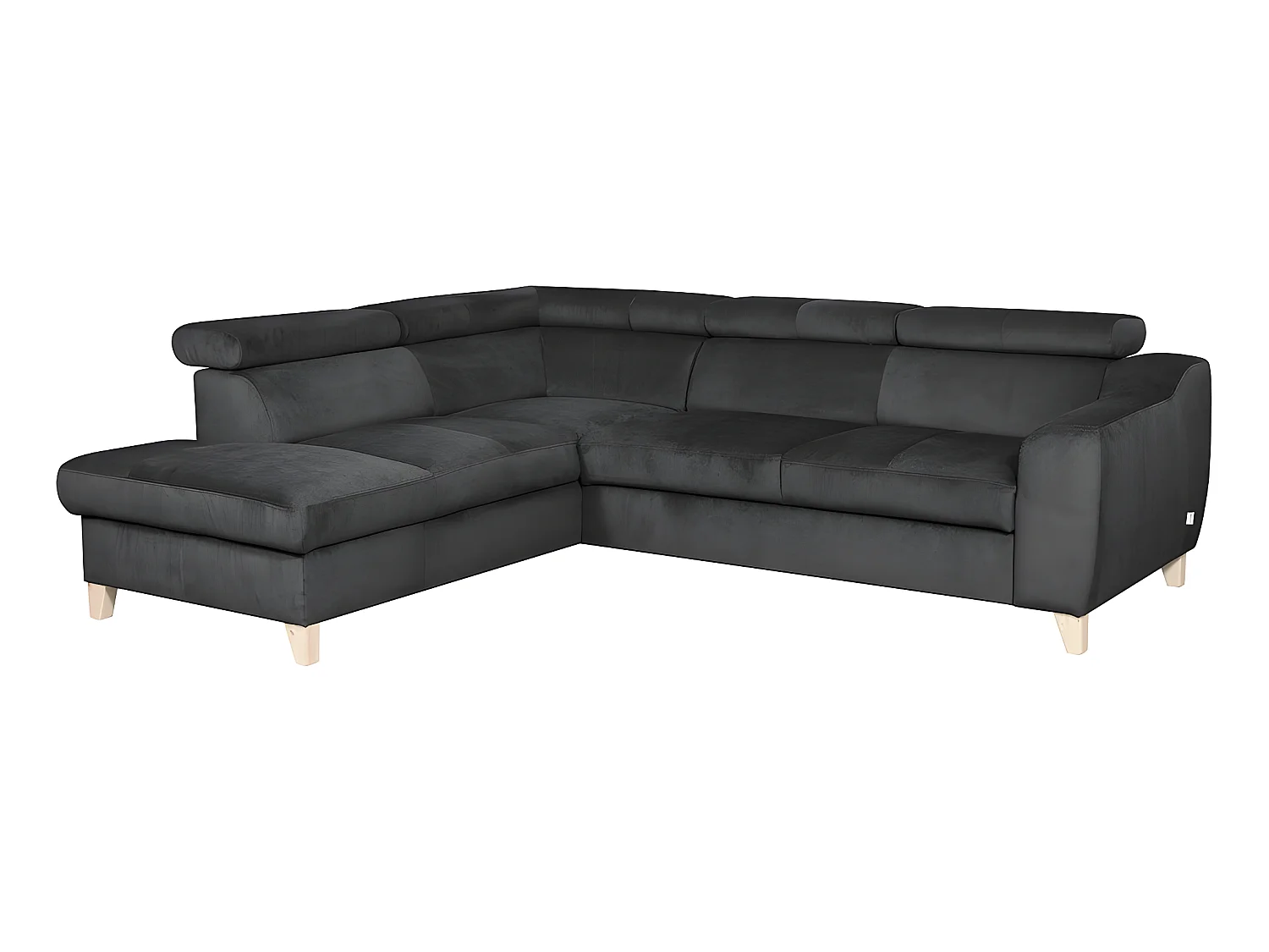 Canapé d'angle en tissu luxe 5 places, ASHLEY, gris foncé, angle gauche (vu de face)