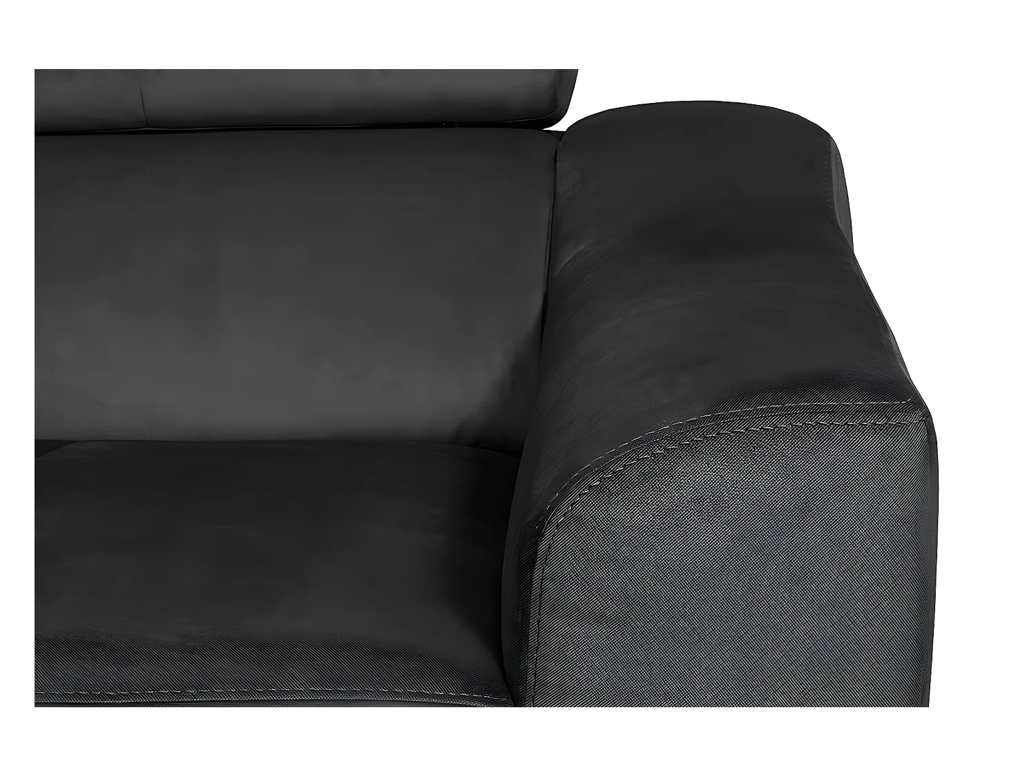 Canapé d'angle en tissu luxe 5 places, ASHLEY, gris foncé, angle gauche (vu de face)