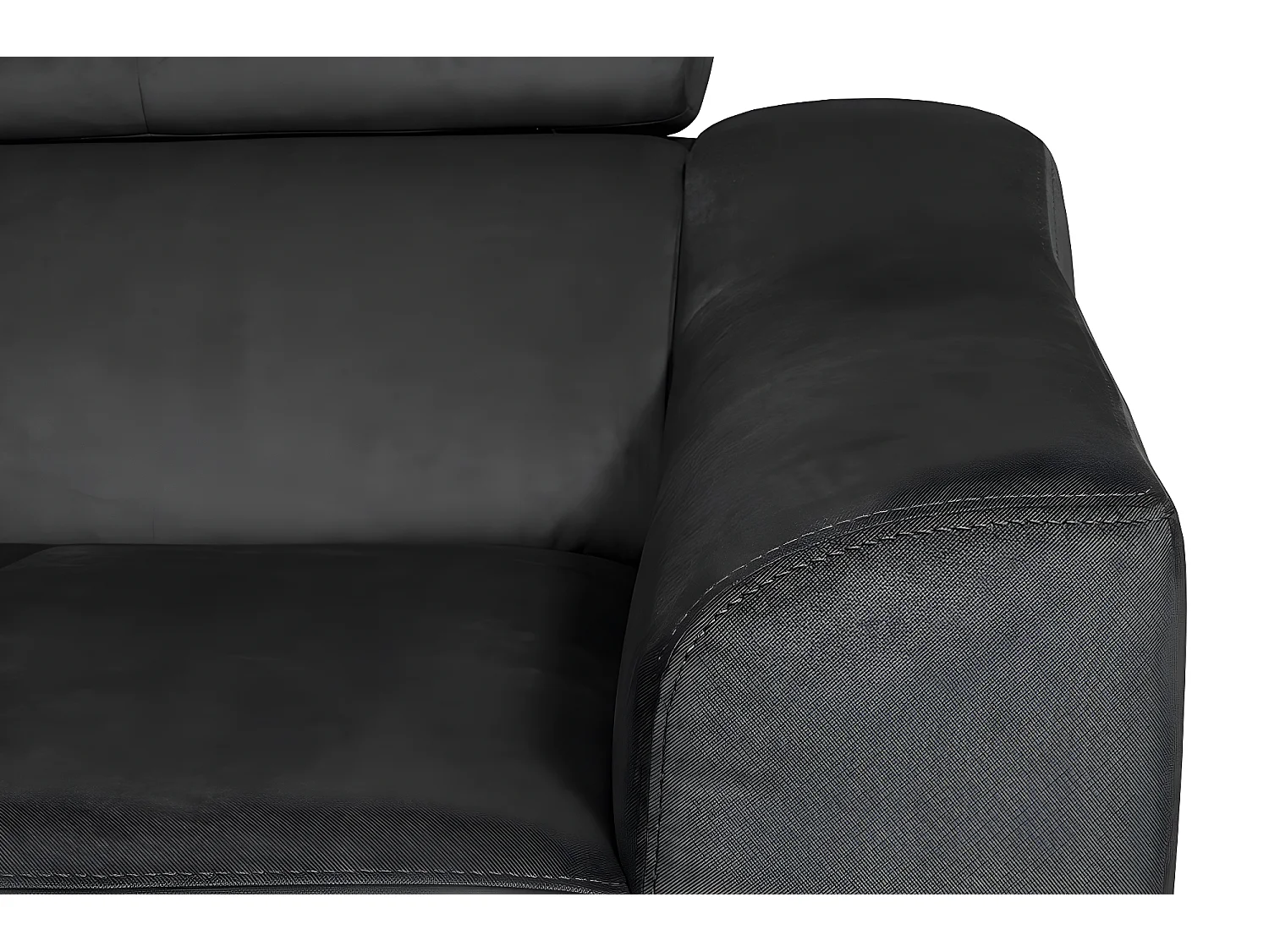 Canapé d'angle en tissu luxe 5 places, ASHLEY, gris foncé, angle gauche (vu de face)