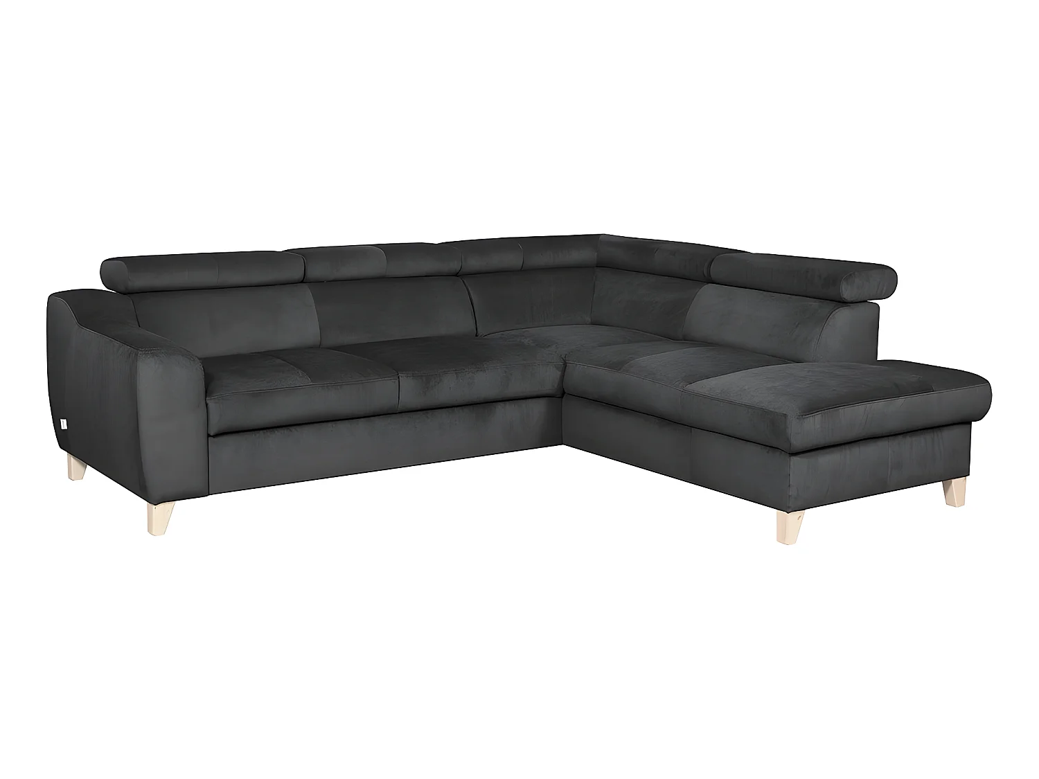 Canapé d'angle en tissu luxe 5 places, ASHLEY, gris foncé, angle droit (vu de face)