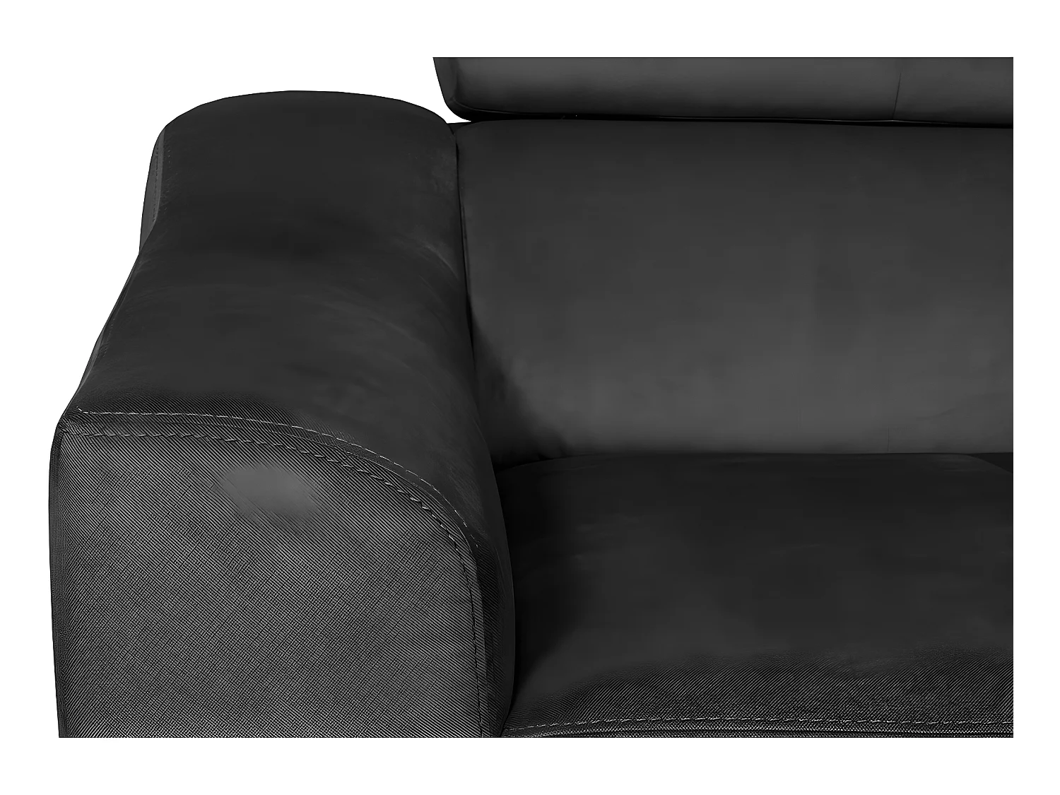 Canapé d'angle en tissu luxe 5 places, ASHLEY, gris foncé, angle droit (vu de face)