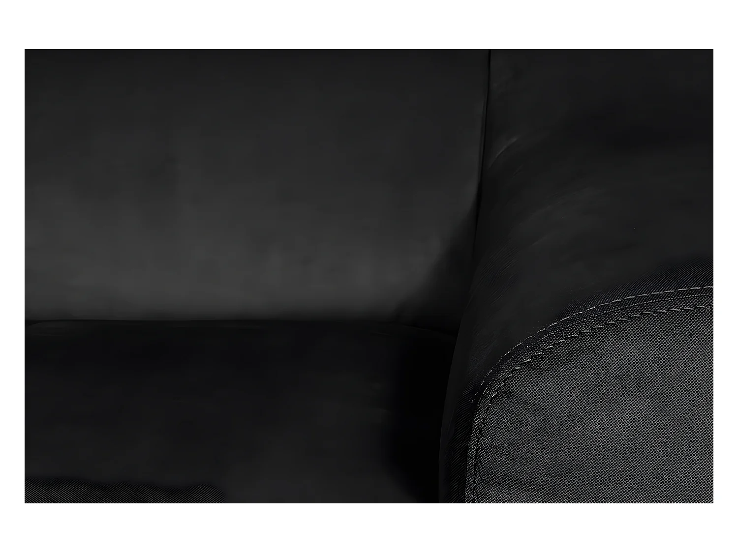 Canapé d'angle en tissu luxe 5 places, ASHLEY, noir, angle gauche (vu de face)