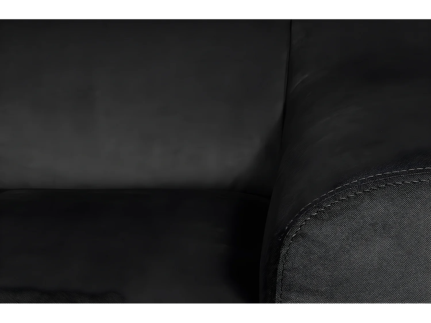 Canapé d'angle en tissu luxe 5 places, ASHLEY, noir, angle gauche (vu de face)