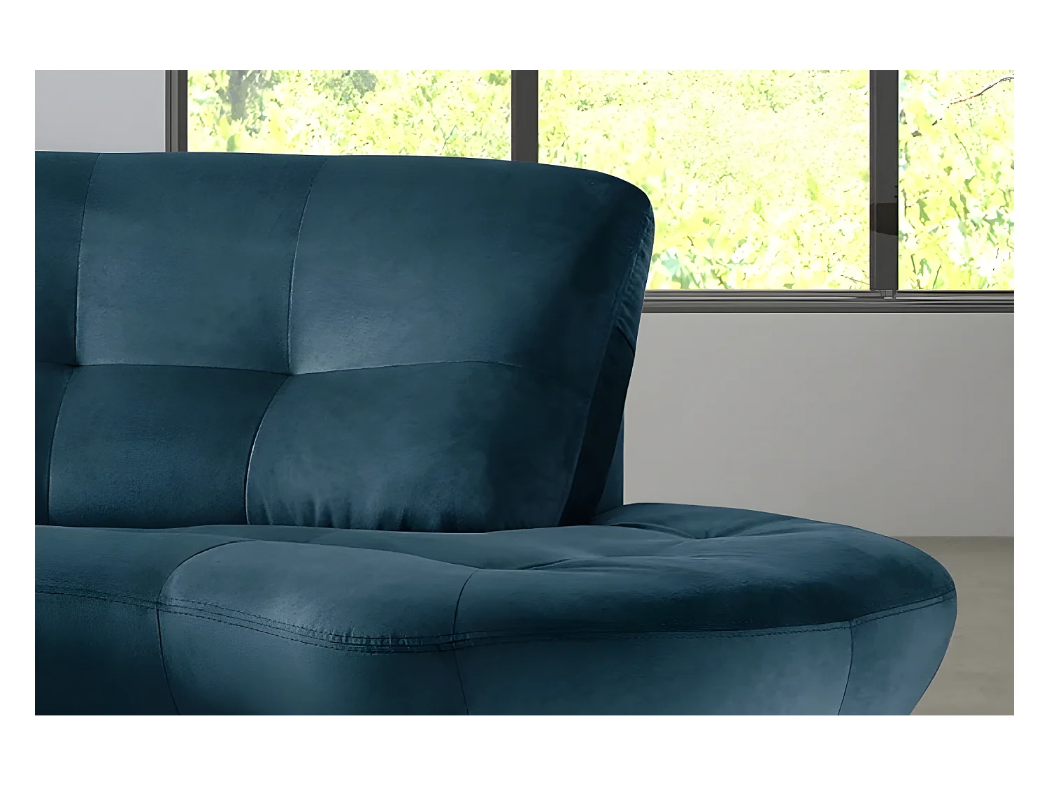 Canapé en tissu velours luxe 5/6 places BRENNER bleu foncé, côté accoudoir gauche