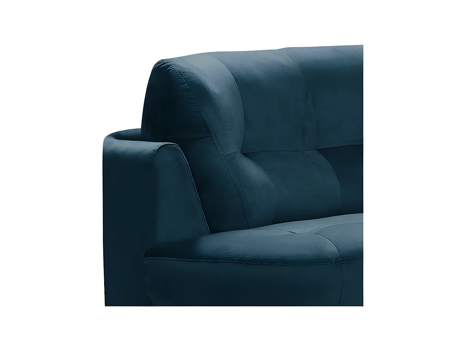 Canapé en tissu velours luxe 5/6 places BRENNER bleu foncé, côté accoudoir gauche