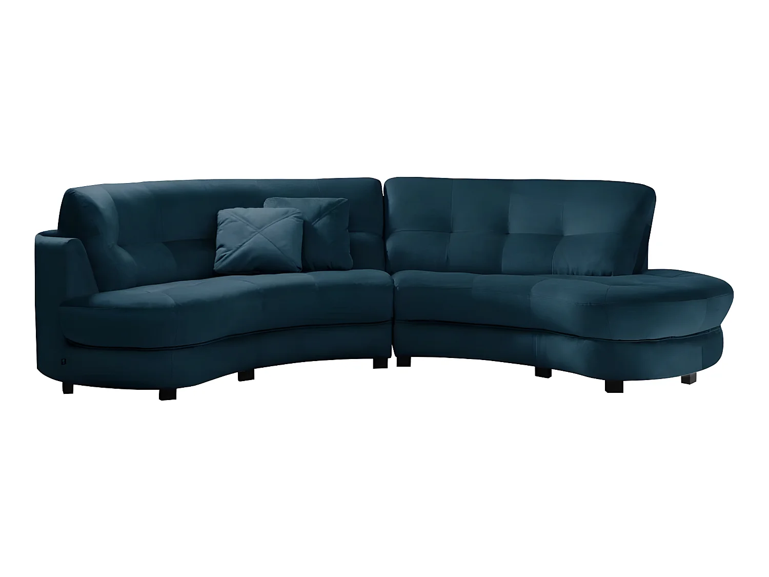 Canapé en tissu velours luxe 5/6 places BRENNER bleu foncé, côté accoudoir gauche