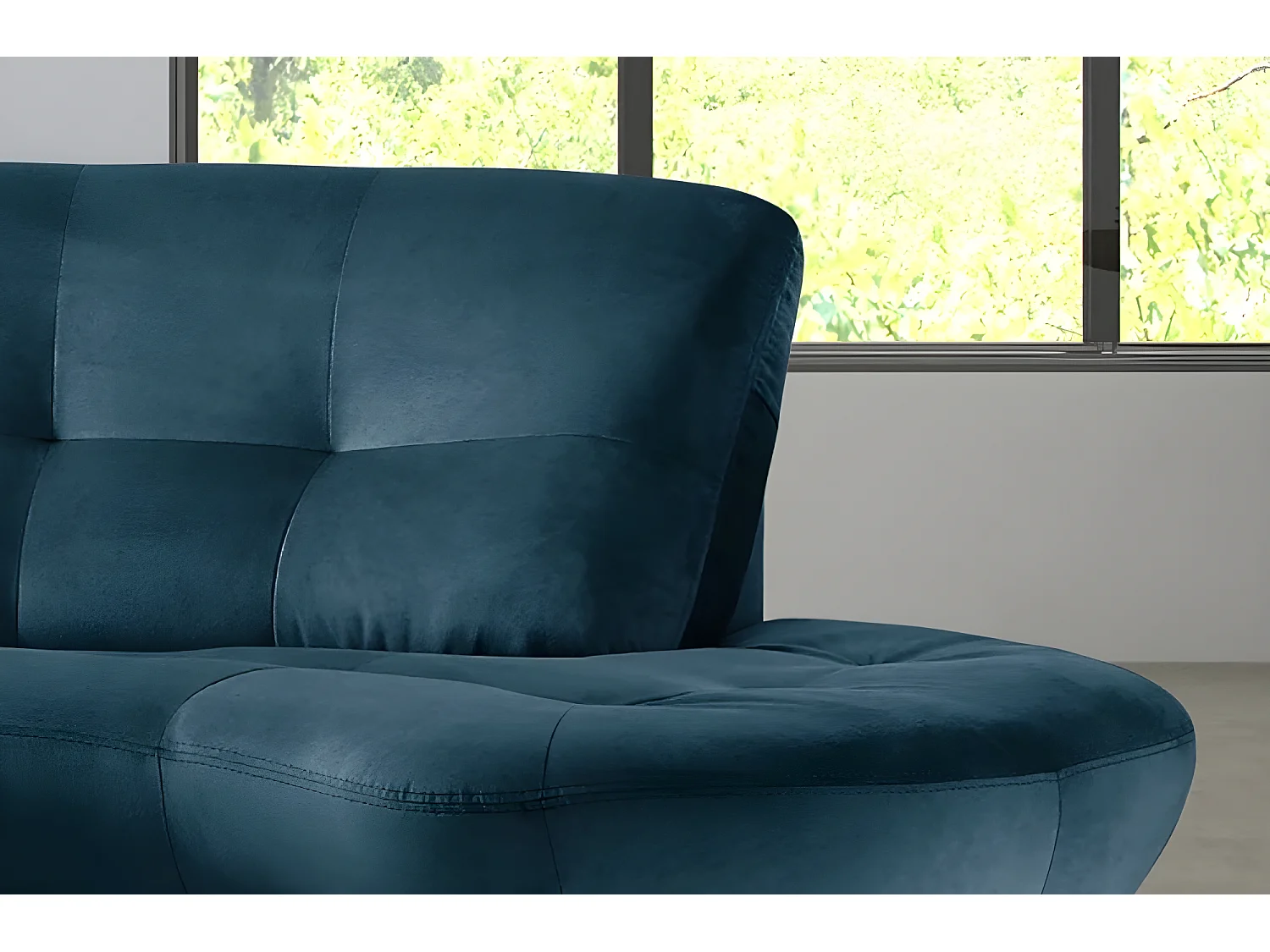 Canapé en tissu velours luxe 5/6 places BRENNER bleu foncé, côté accoudoir gauche