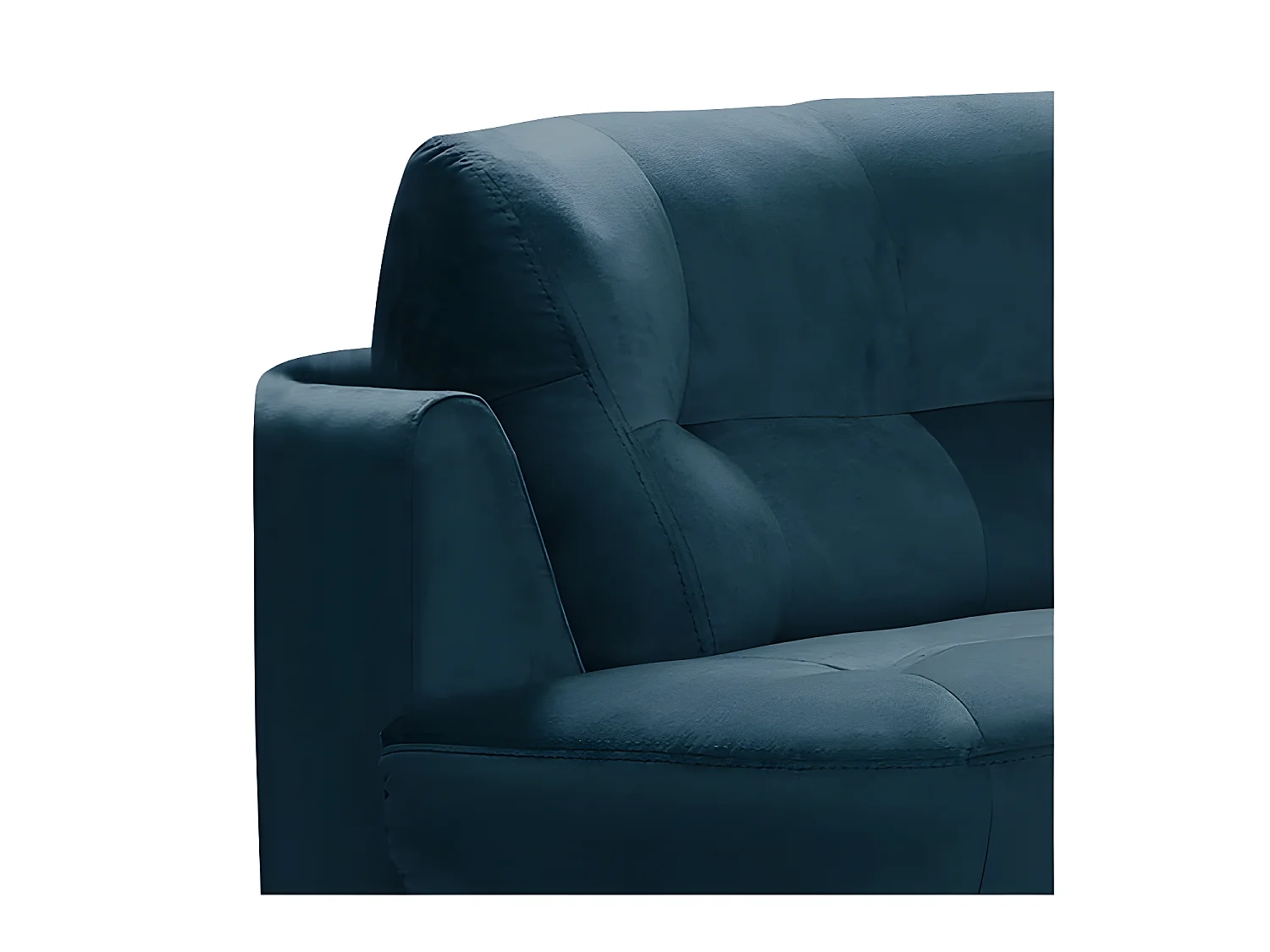 Canapé en tissu velours luxe 5/6 places BRENNER bleu foncé, côté accoudoir gauche