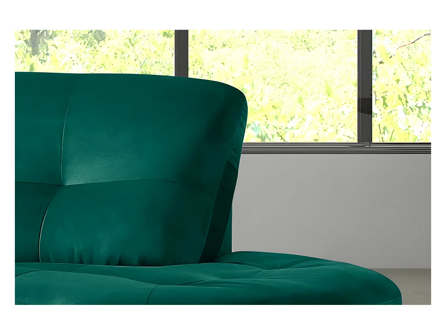 Canapé en tissu luxe 5/6 places BRENNER vert foncé, côté accoudoir gauche