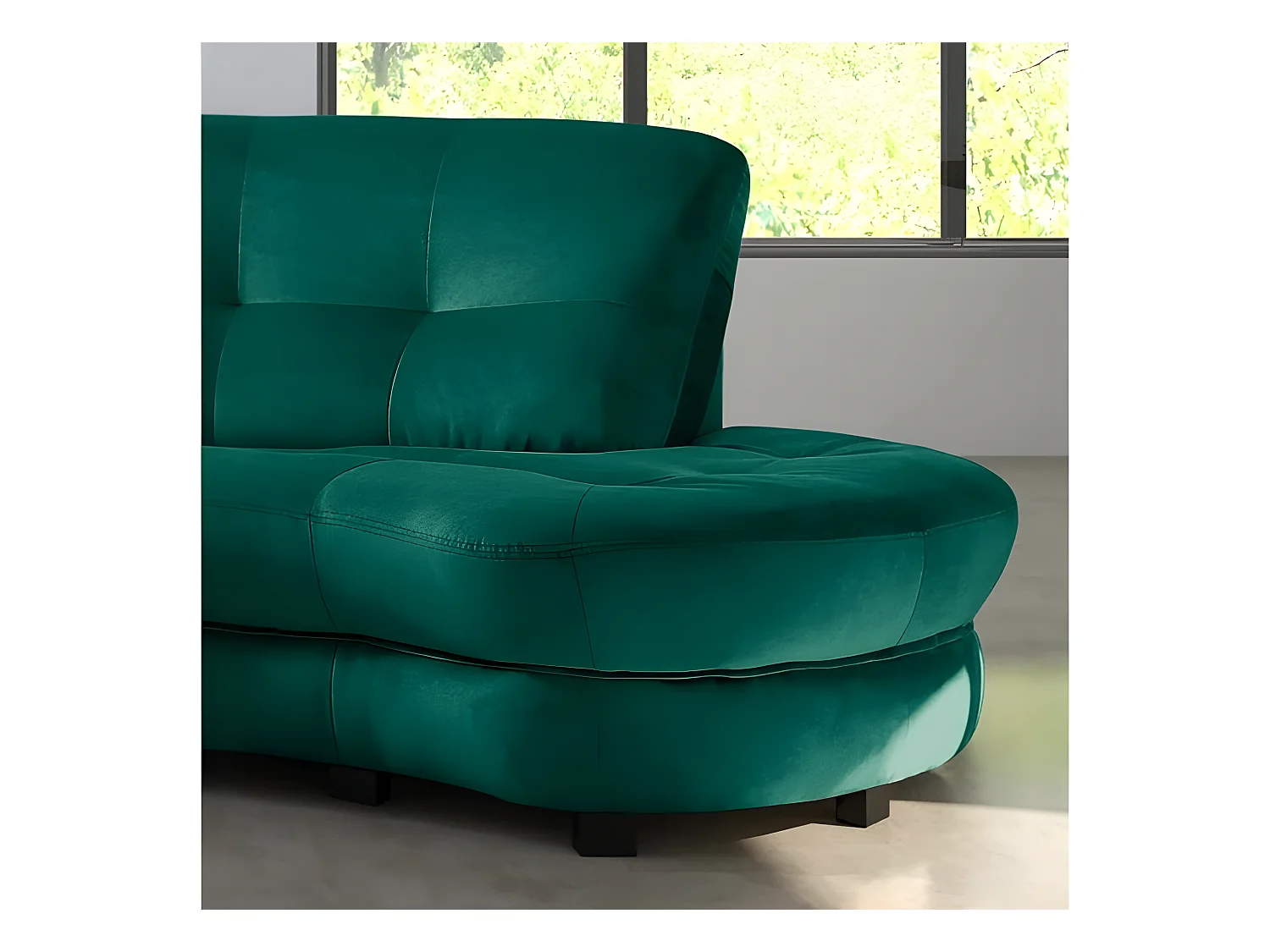 Canapé en tissu luxe 5/6 places BRENNER vert foncé, côté accoudoir gauche