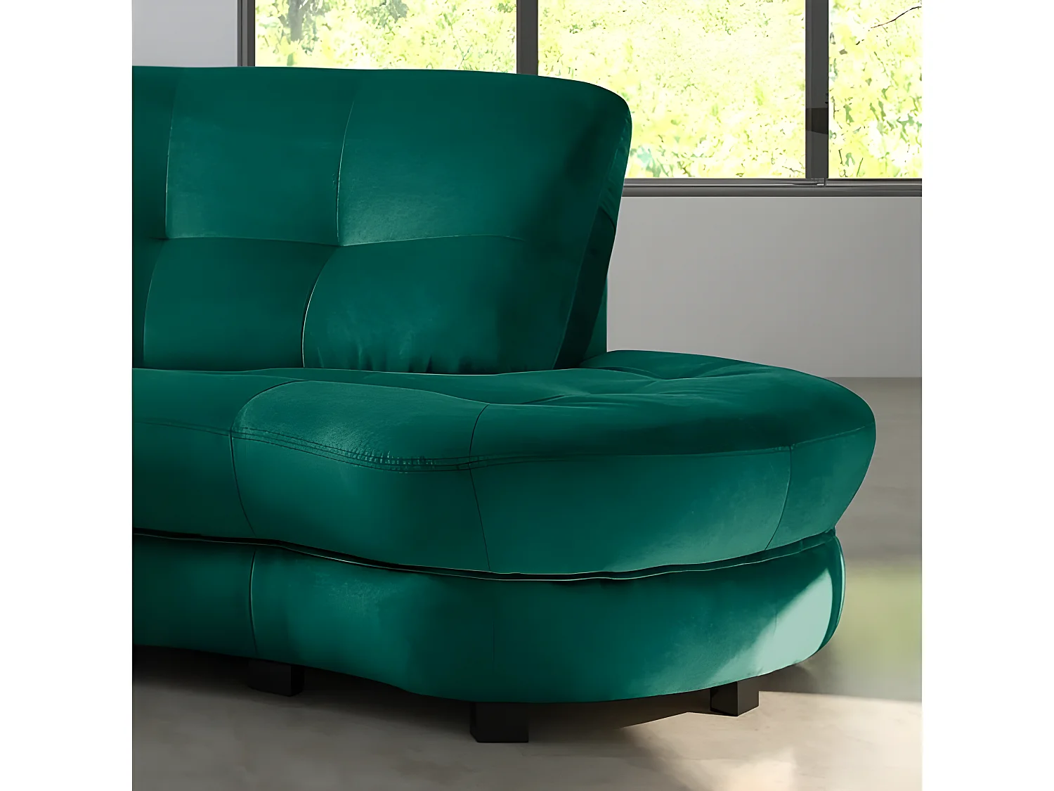 Canapé en tissu luxe 5/6 places BRENNER vert foncé, côté accoudoir gauche