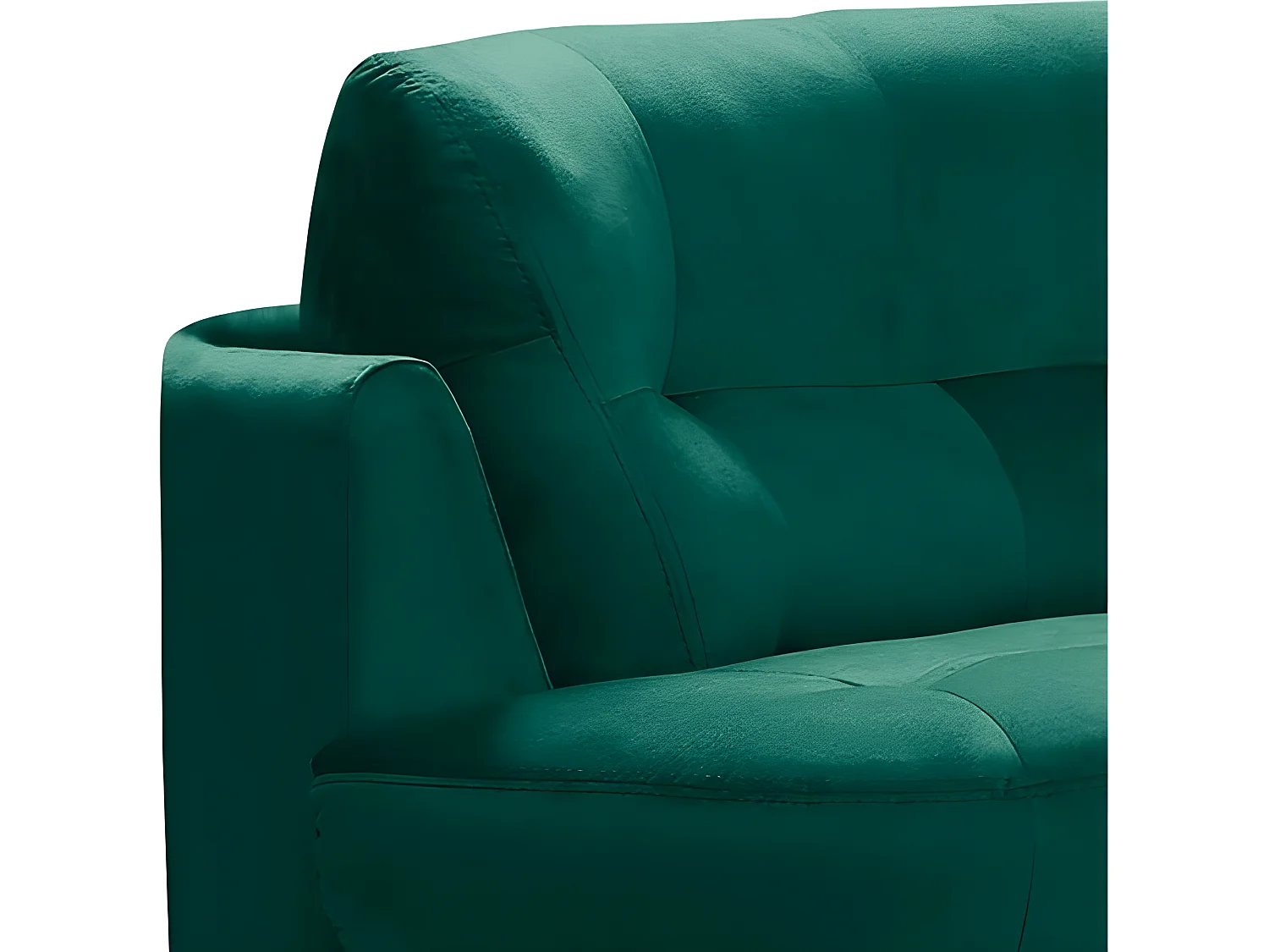 Canapé en tissu luxe 5/6 places BRENNER vert foncé, côté accoudoir gauche