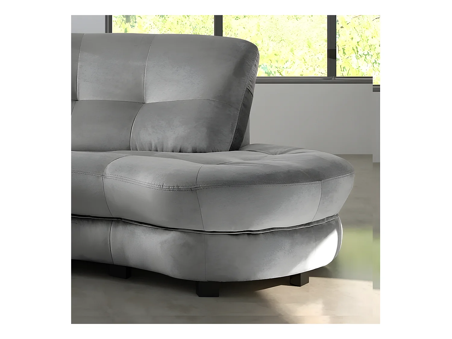 Canapé en tissu luxe 5/6 places BRENNER gris clair, côté accoudoir gauche