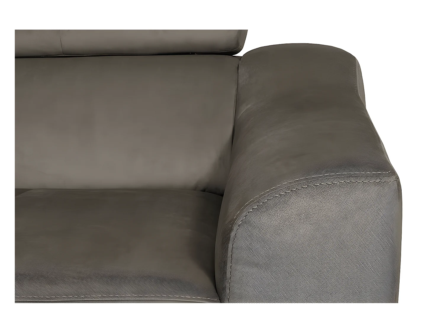 Canapé d'angle en tissu luxe 5 places, ASHLEY, taupe, angle gauche (vu de face)