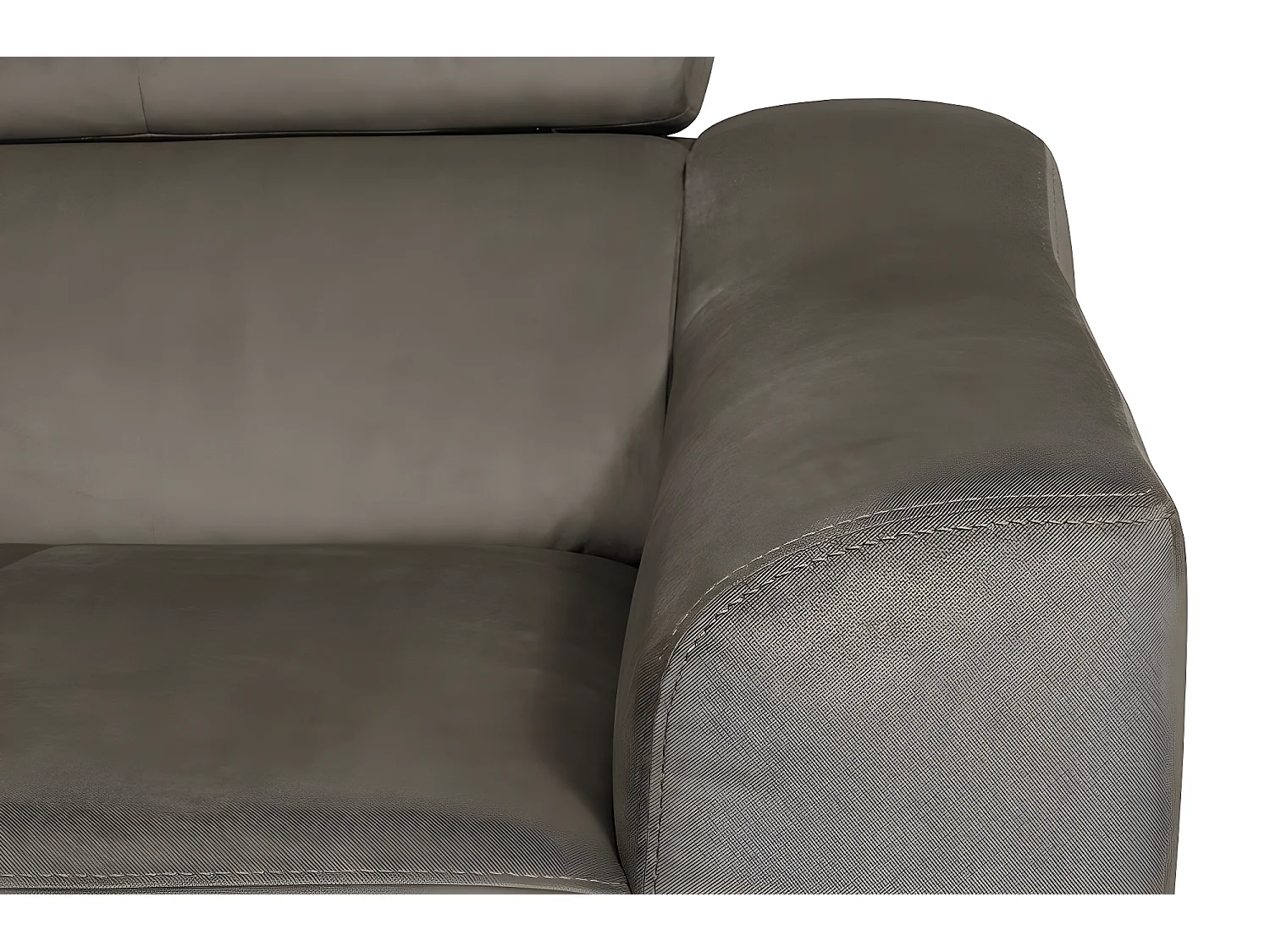 Canapé d'angle en tissu luxe 5 places, ASHLEY, taupe, angle gauche (vu de face)