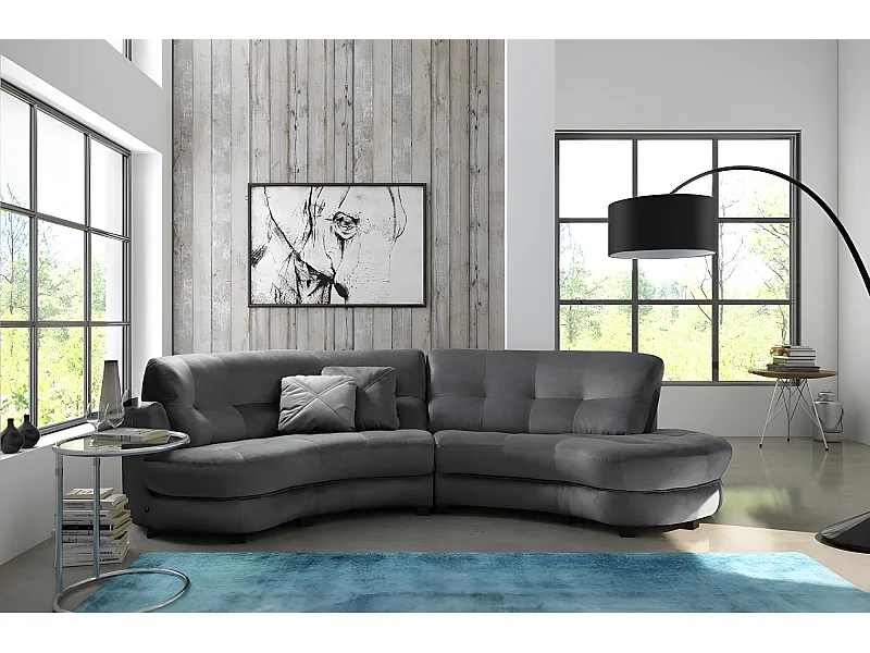 Canapé en tissu luxe 5/6 places BRENNER gris foncé, côté accoudoir gauche