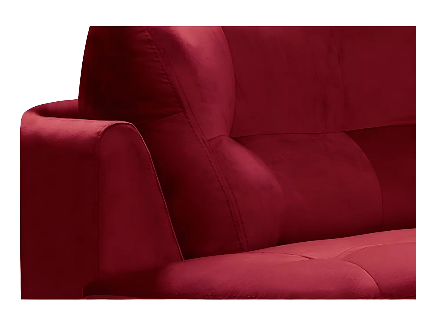 Canapé en tissu luxe 5/6 places BRENNER bordeaux, côté accoudoir gauche