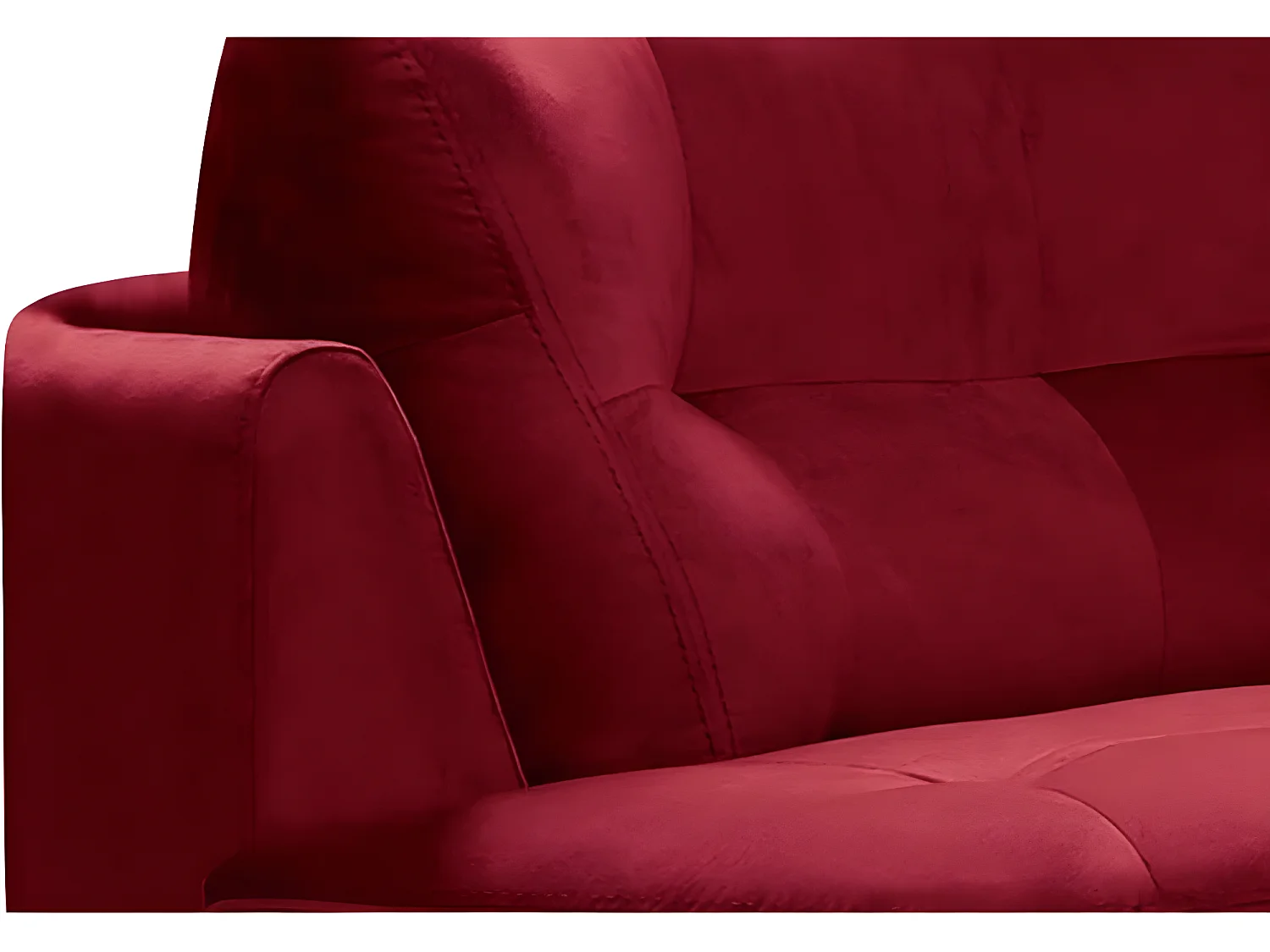 Canapé en tissu luxe 5/6 places BRENNER bordeaux, côté accoudoir gauche