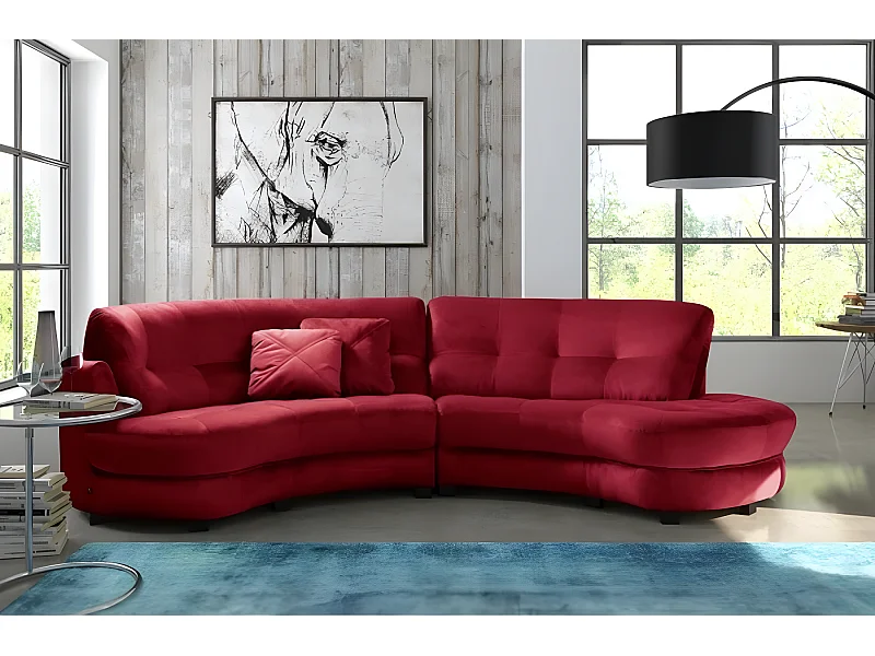 Canapé en tissu luxe 5/6 places BRENNER bordeaux, côté accoudoir gauche