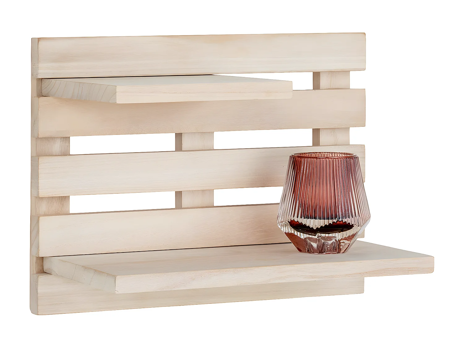 GLASCO - Etagère Murale en Bois 2 Niveaux Effet Cloture