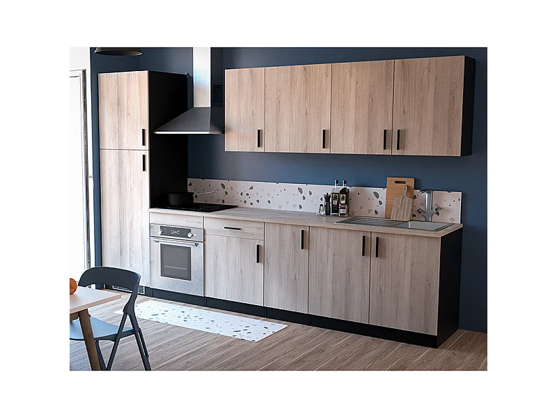 Meuble haut pour hotte Origan noir et bois