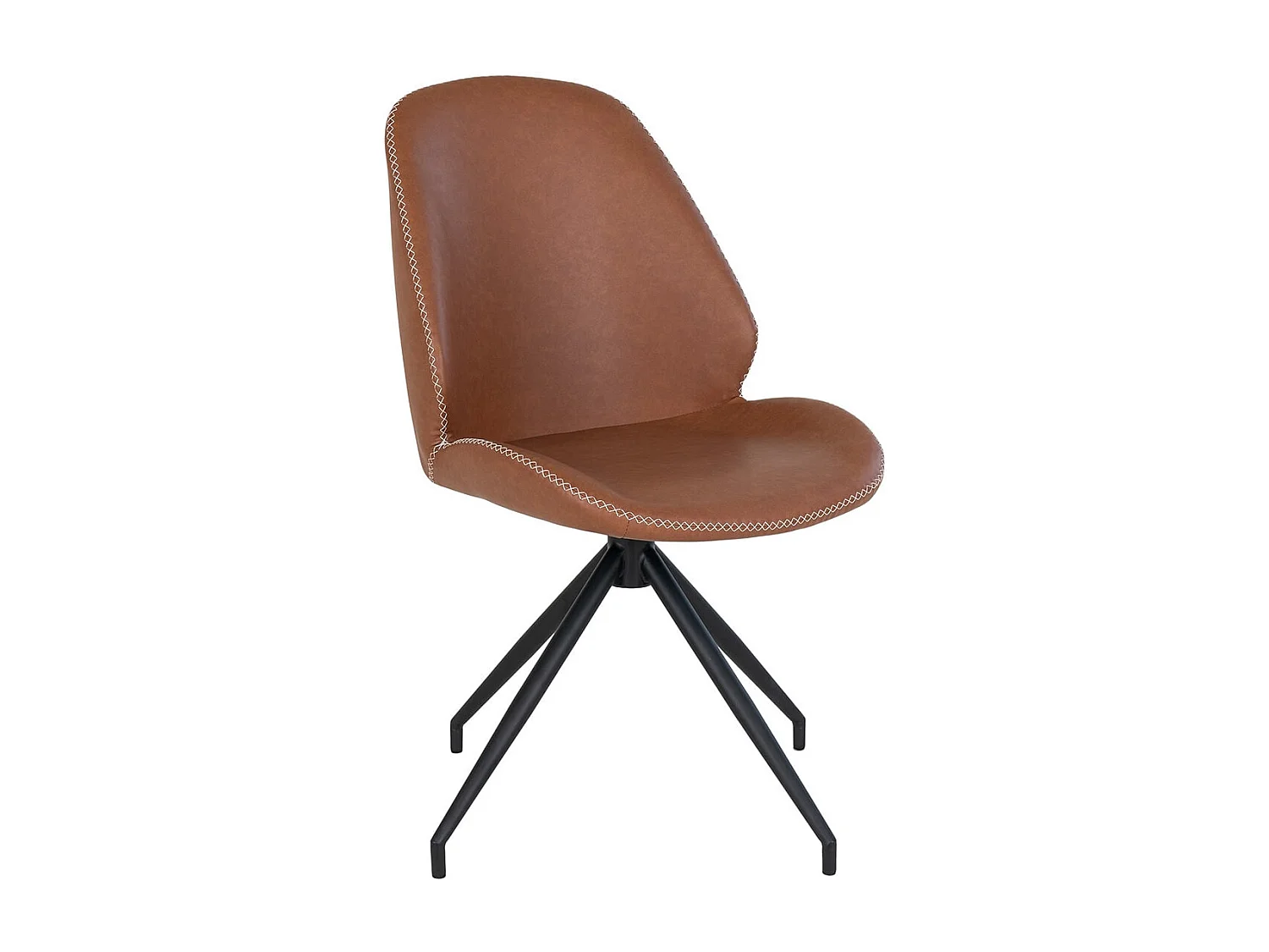 GAYA - Lot de 4 Chaises Incurvées Pivotantes Simili Marron