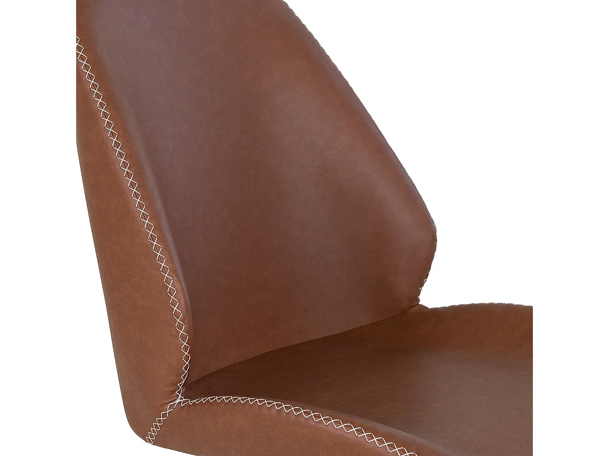 GAYA - Lot de 4 Chaises Incurvées Pivotantes Simili Marron