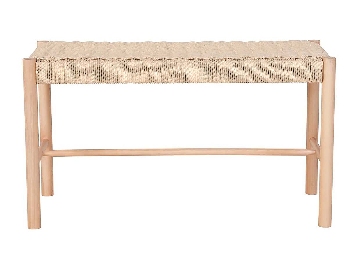 MINDY - Banc en Hêtre Massif et Tissage Naturel