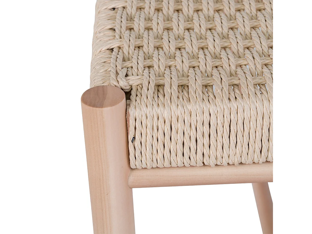 MINDY - Banc en Hêtre Massif et Tissage Naturel