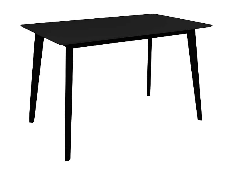 GRAM - Table Repas 120x70cm Noire Piètement Hévéa