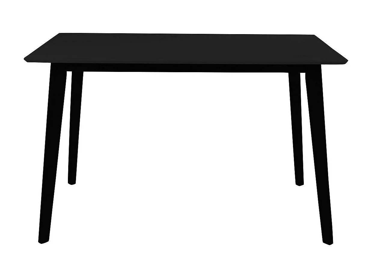 GRAM - Table Repas 120x70cm Noire Piètement Hévéa