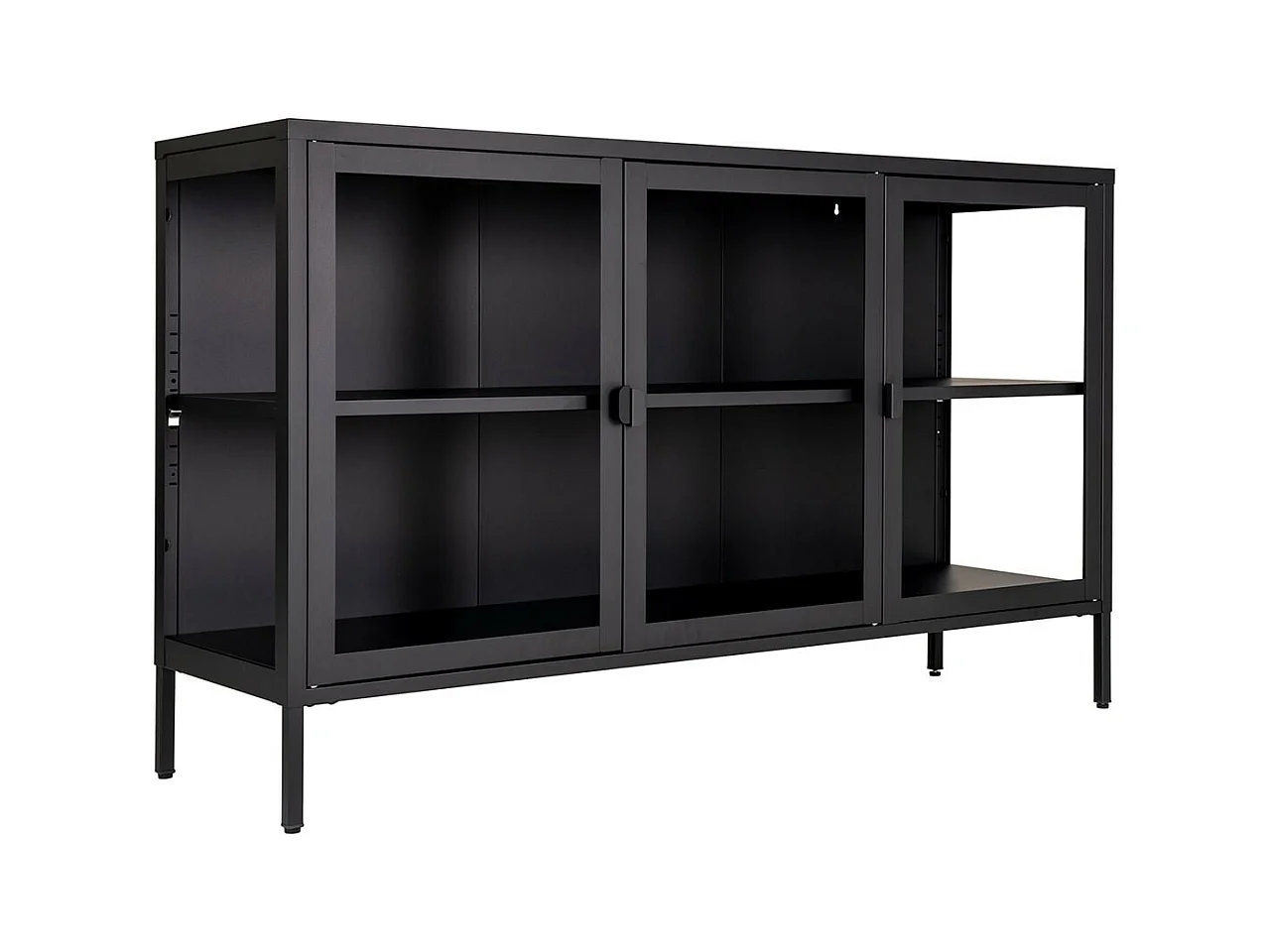 HENDRA - Buffet 3 Portes Verre et Acier Noir